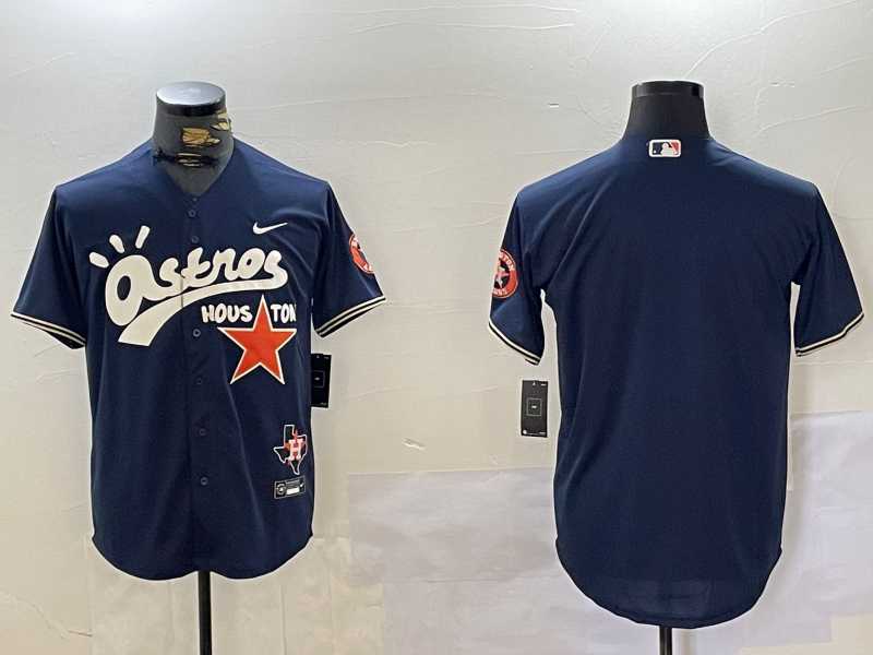 Mens Houston Astros Blank Navy Cactus Jack Vapor Premier Stitched Baseball Jersey